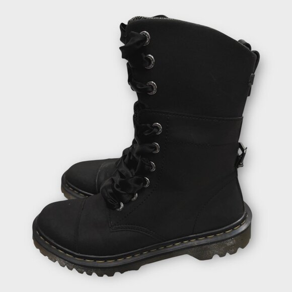 Dr. Martens Yuba Black Leather High Tops Combat Boots Sz 7 - Picture 1 of 10
